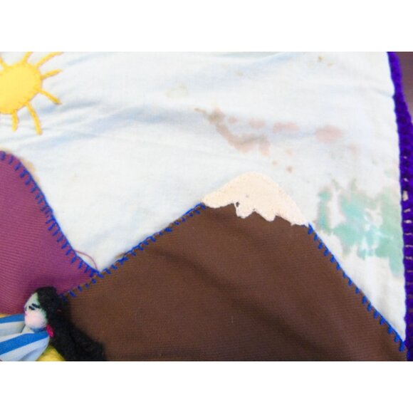 Peruvian Mercado "Market" Tapestry Handcraft Appliqué Folk Art Peru Arpillera - Picture 4 of 10